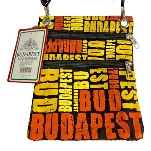 Budapest Souvenir Cross Body Travel Bag Canvas Double Zip Purse Adjustable Strap